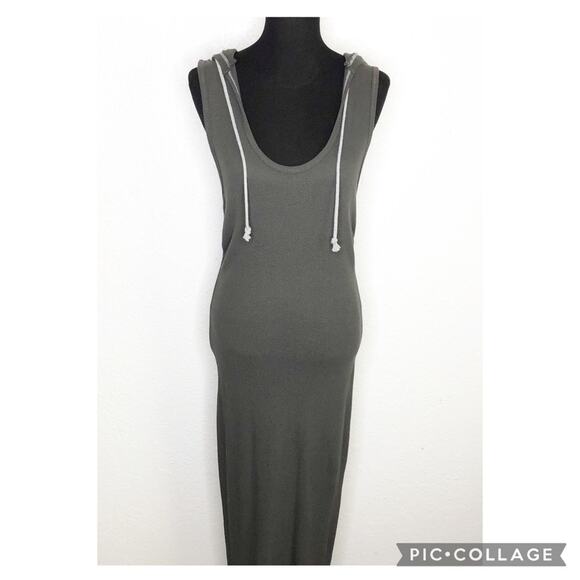 R&R Dresses & Skirts - R&R Surplus charcoal gray hooded thermal tank maxi dress size Medium NWT